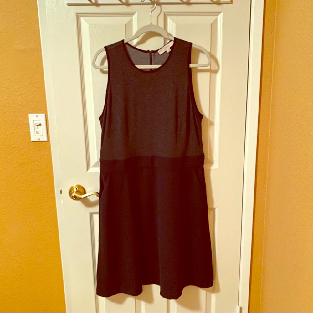 LOFT Gray and Black Tank Dress